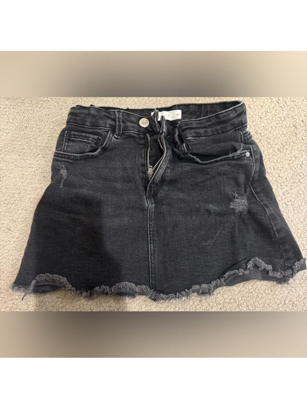 Zara Girls Charcoal Denim Mini Skirt